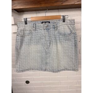 DKNY Jeans Logo Print Denim Mini Skirt Women's Size 10 Blue Monogram Y2K